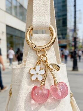 Pink Cherry Charm With White Flower